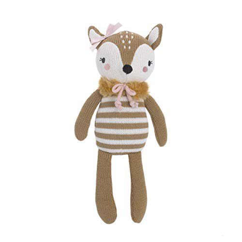 Photo 1 of Cuddle Me Deer 100% Cotton Knitted Plush Toy Penelope Brown/Pink
