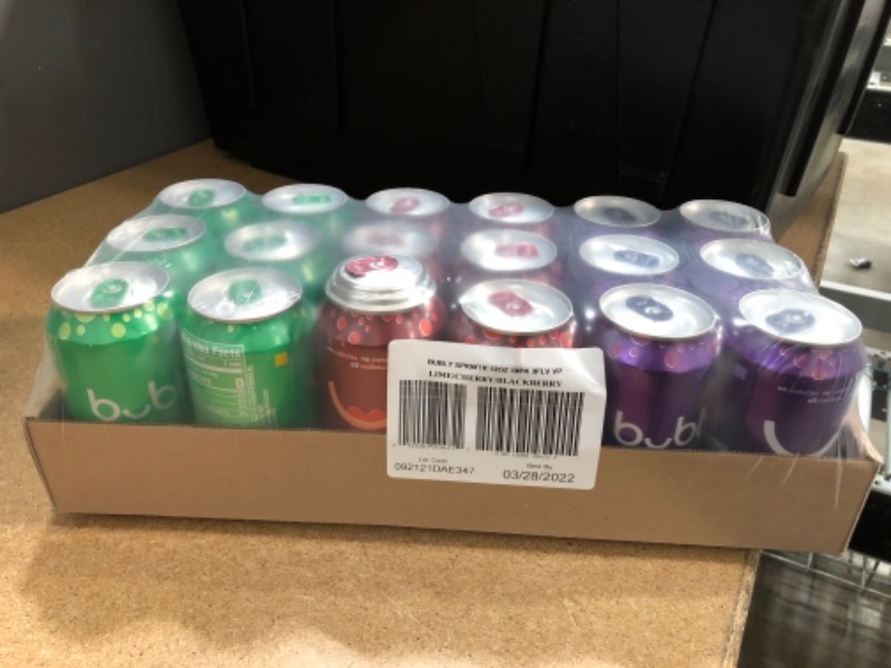 Photo 2 of **BB 03/28/22** (18 Cans) Bubly Sparkling Water, Lime Yours Variety Pack, 12 Fl Oz
