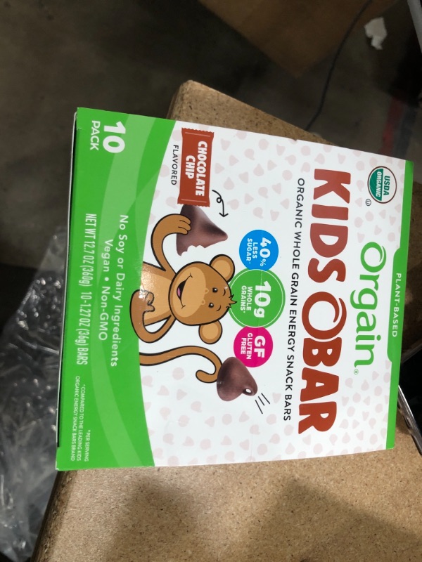 Photo 2 of **BEST BY 03/10/22** - Orgain Organic Kids O-Bars, Chocolate Chip, 10ct
