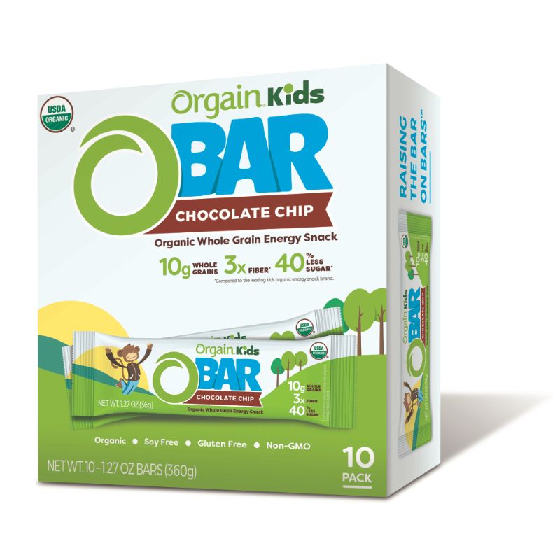Photo 1 of **BEST BY 03/10/22** - Orgain Organic Kids O-Bars, Chocolate Chip, 10ct
