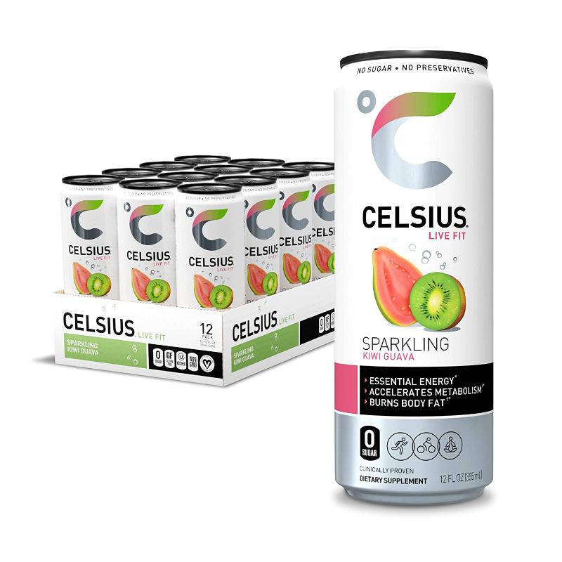 Photo 1 of **NO REFUNDS/RETURNS*- **BEST BY12/22**-CELSIUS Essential Energy Drink 12 Fl Oz, Sparkling Kiwi Guava (Pack of 12)
