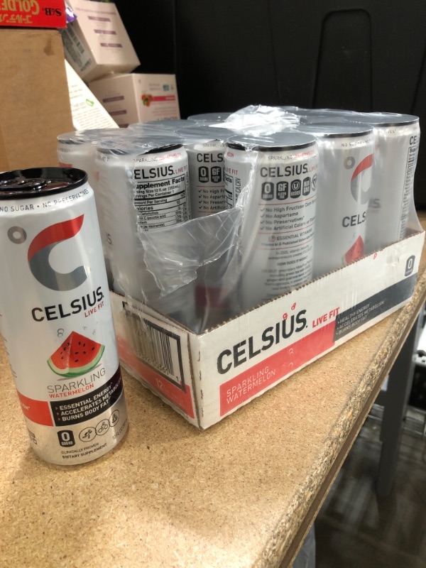 Photo 2 of **NO REFUNDS/RETURNS** **BEST BY 06/22*CELSIUS Essential Energy Drink 12 Fl Oz, Sparkling Watermelon (Pack of 12)
