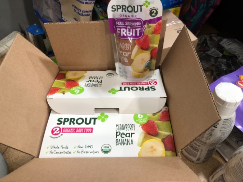 Photo 2 of **NO RETURNS/REFUNDS*- **best by: 05/12/22* **2 boxes of- Sprout Organic Baby Food Stage 2 Pouches Strawberry Pear Banana Pack of 6
