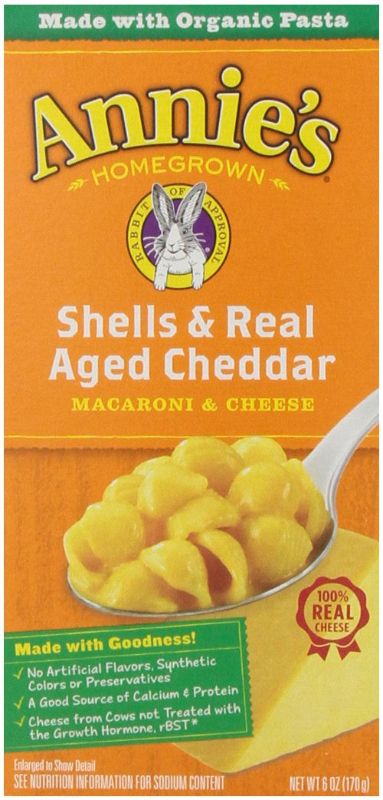 Photo 1 of **NO RETURNS/REFUNDS** BB: 07/17/22** -Annie's Homegrown Shells & Real Aged Wisconsin Cheddar, 6-ounces (Pack of 12)
