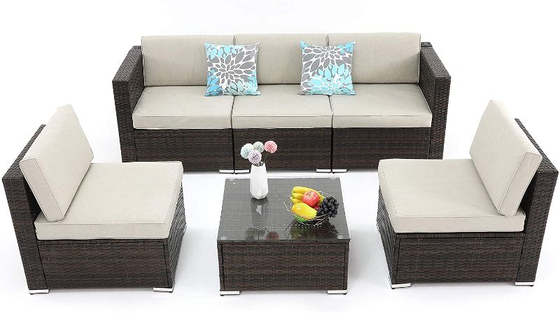 Photo 1 of ***BOX ONE OF THREE*** YITAHOME 6 Piece Outdoor Patio Furniture Sets, Garden Conversation Wicker Sofa Set, and Patio Sectional Furniture Sofa Set with Coffee Table and Cushion for Lawn, Backyard, and Poolside, Brown
**NOT COMPLETE, MISSING ANOTHER BOX**