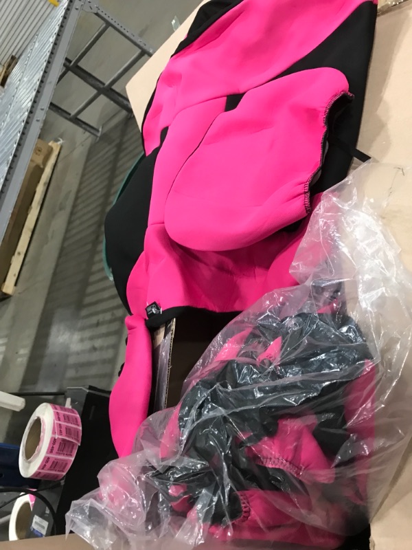 Photo 2 of FH Group FB030PINK-COMBO Seat Cover Combo Set with Steering Wheel Cover and Seat Belt Pad (Airbag Compatible and Split Bench Pink)
