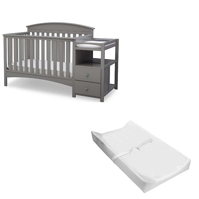 Photo 1 of Delta Children Abby Convertible Crib 'N' Changer + Changing Pad and Cover [Bundle], Grey
