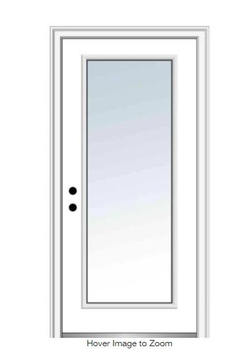 Photo 1 of 30 in. x 80 in. Right-Hand Inswing Full Lite Clear Classic Primed Fiberglass Smooth Prehung Front Door
