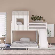 Photo 1 of ***INCOMPLETE*** ONLY BOX 3*** MISSING BOXES 1 AND 2***
JUMPER Wooden Twin Over Full Bunk Bed, Loft Bed with Playhouse, Farmhouse, Slide, Guard Rail and Ladders for Kids, Toddlers, Boys & Girls, for Bedroom Dorm, White
