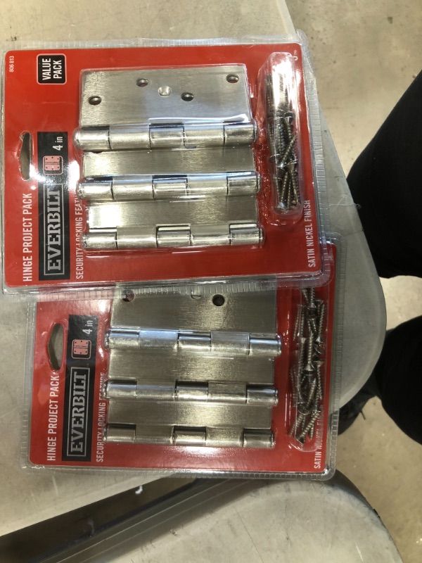 Photo 1 of 2 Everbilt
4 in. Satin Nickel Square Corner Security Door Hinges Value Pack (3-Pack)
