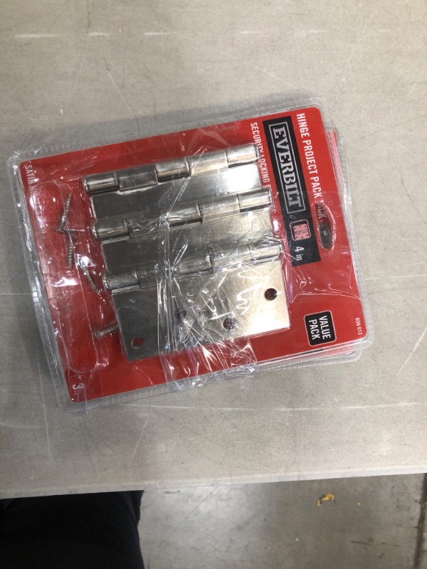 Photo 1 of 2 Everbilt
4 in. Satin Nickel Square Corner Security Door Hinges Value Pack (3-Pack)