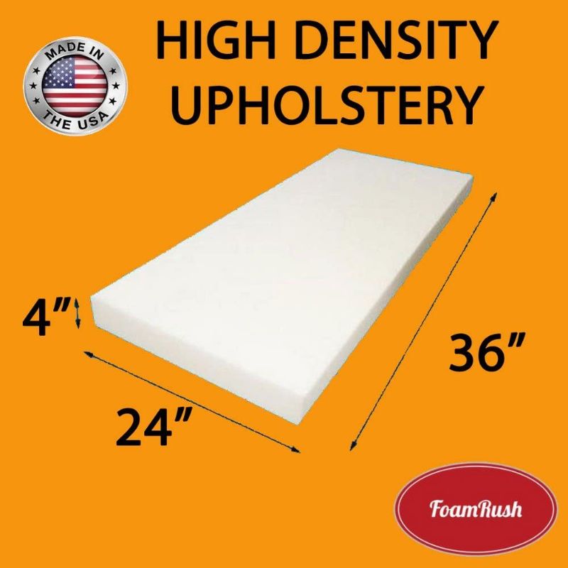 Photo 1 of  4"H x 24"W x 36"L  High Density Firm Foam Chair Cushion Square Foam for Cushion Replacement
*** FOLDED NEED TO LET EXPAND****