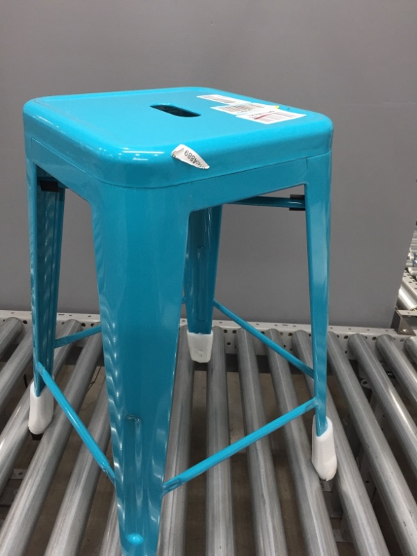 Photo 2 of Flash Furniture 24" High Metal Counter-Height, Indoor Bar Stool in Teal