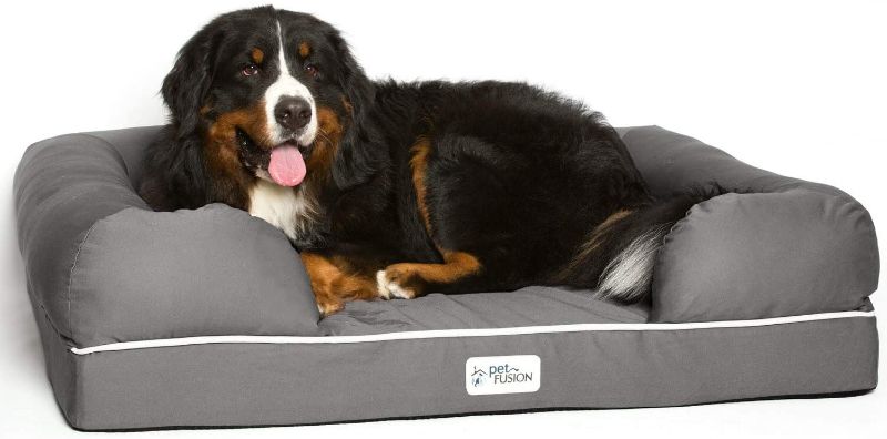 Photo 1 of PetFusion Ultimate Orthopedic Dog Bed | Solid CertiPUR-US Memory Foam | Multiple Sizes/Colors, Medium Firmness Bolster, Waterproof Liner, Breathable 35% Cotton Cover | Cert. Skin Safe | 3yr Warranty