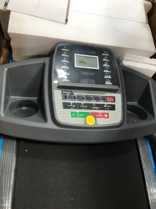 Photo 1 of SereneLife Smart Electric Folding Treadmill – Easy Assembly Fitness Motorized Running Jogging Exercise Machine with Manual Incline Adjustment, 12 Preset Programs | SLFTRD20 Model
