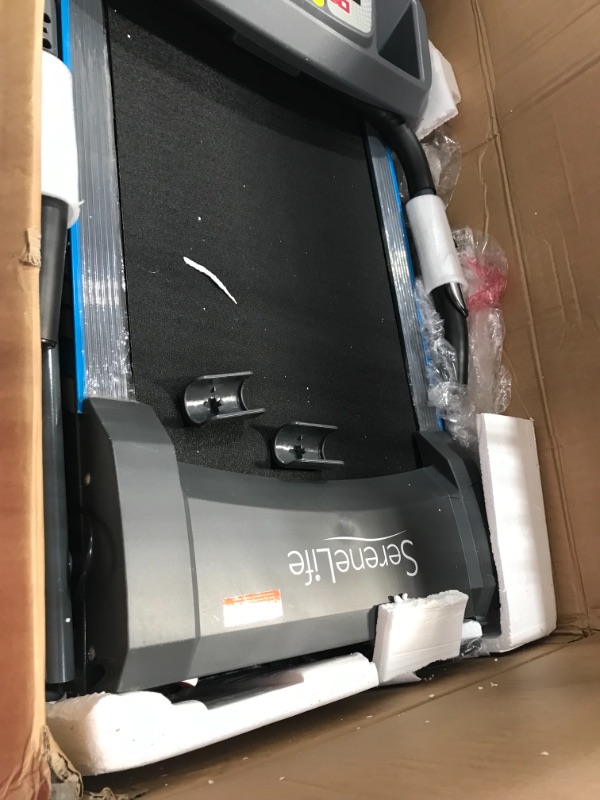 Photo 3 of SereneLife Smart Electric Folding Treadmill – Easy Assembly Fitness Motorized Running Jogging Exercise Machine with Manual Incline Adjustment, 12 Preset Programs | SLFTRD20 Model
