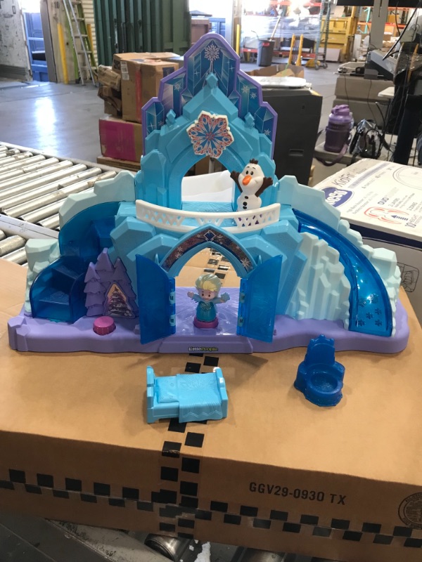 Photo 1 of Disney Frozen Elsa's Ice Palace by Little People, Musical Light-Up Playset Featuring Elsa and Olaf, Dazzling Lights, Sounds, and the Hit Song, "Let It Go"!
