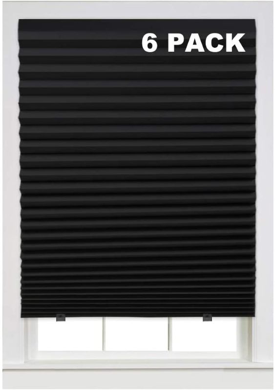 Photo 1 of  Instant Blackout Temporary Pleat Paper Shades, Black, Quick Fix & Easy to Install, 36" x 72", 6-Packs, with 12 Clips
