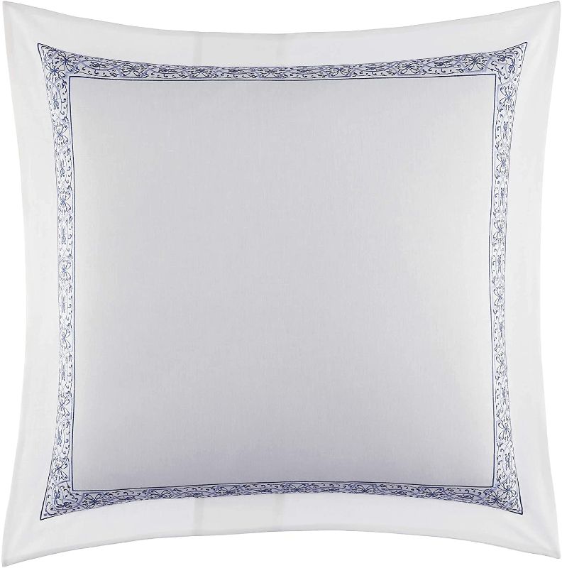 Photo 1 of Laura Ashley Home Charlotte Collection Premium Quality Pillow Sham, Decorative Pillow Case for Bedroom Living Room and Home Décor, European, China Blue
