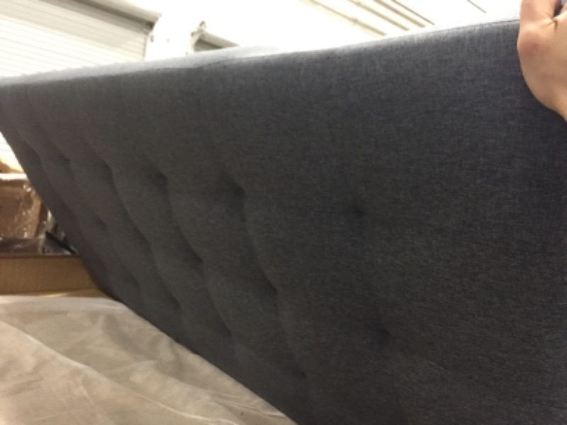 Photo 2 of **EDGE OF HEADBOARD IS BROKEN**
Amazon Basics Faux Linen Upholstered Tufted Headboard - Queen, Grey
