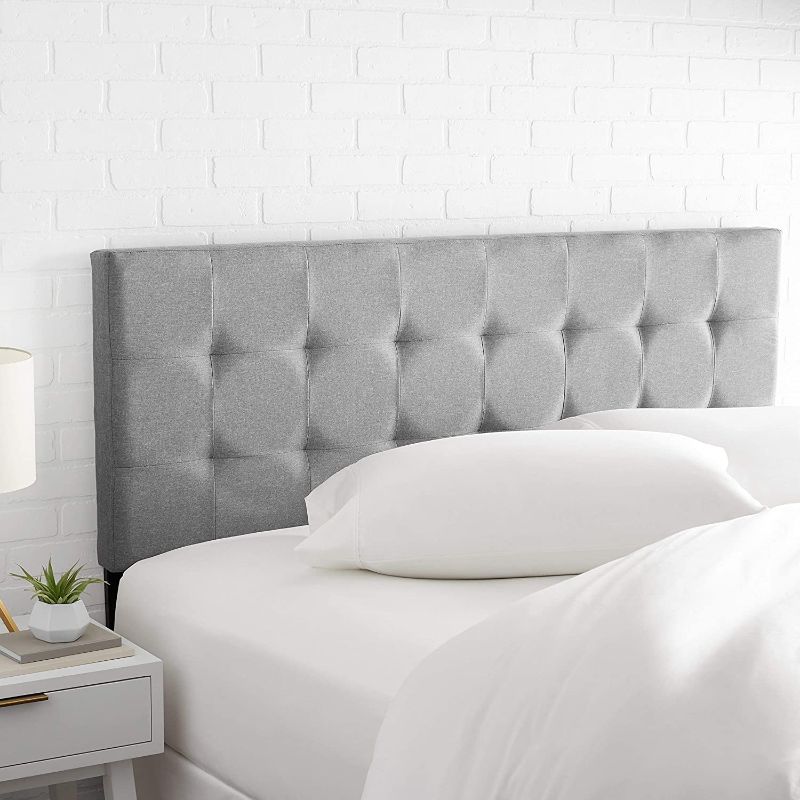 Photo 1 of **EDGE OF HEADBOARD IS BROKEN**
Amazon Basics Faux Linen Upholstered Tufted Headboard - Queen, Grey
