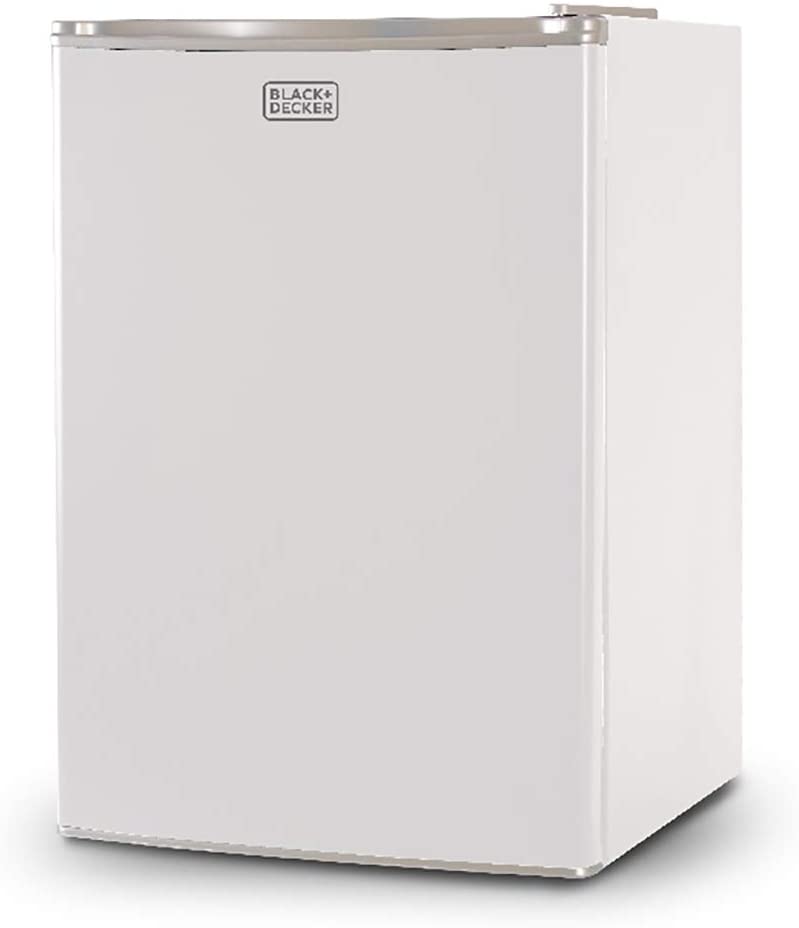 Photo 1 of **DENTS ON THE SIDE **
BLACK+DECKER BCRK25W Compact Refrigerator Energy Star Single Door Mini Fridge with Freezer, 2.5 Cubic Ft., White
