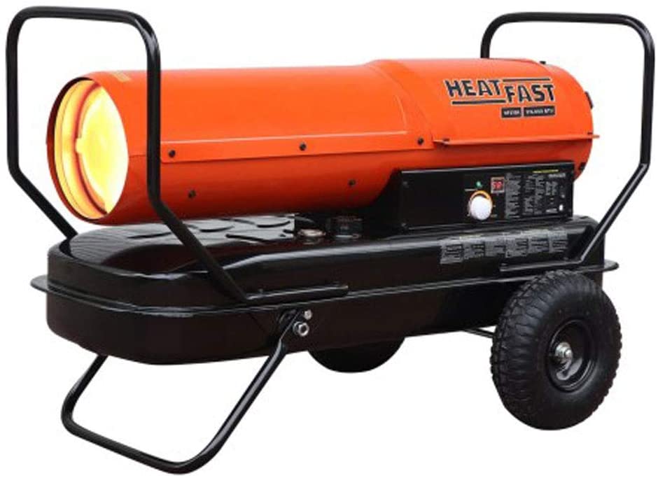 Photo 1 of **DAMAGED, UNABLE TO TEST**
HeatFast HF215K Portable Home, Jobsite, Construction Site Forced Air Kerosene/Diesel Salamander Torpedo Space Heater with Thermostat Temperature Control, 215,000 BTU, orange
