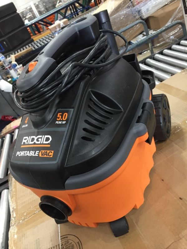 Photo 3 of **VACUUM CORD NEEDS AMERICAN ADAPTER PLUG**
Ridgid WD4070 4 Gallon Portable Vacuum
