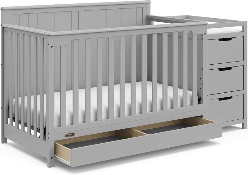 Photo 1 of Graco Hadley 4 in 1 Convertible Crib Changer (Pebble Gray) Easily Converts to Toddler Bed Day Bed or Full Bed, Three Position Adjustable Height Mattress (Mattress Not Included)
29.92 x 71.67 x 39.76 inches
