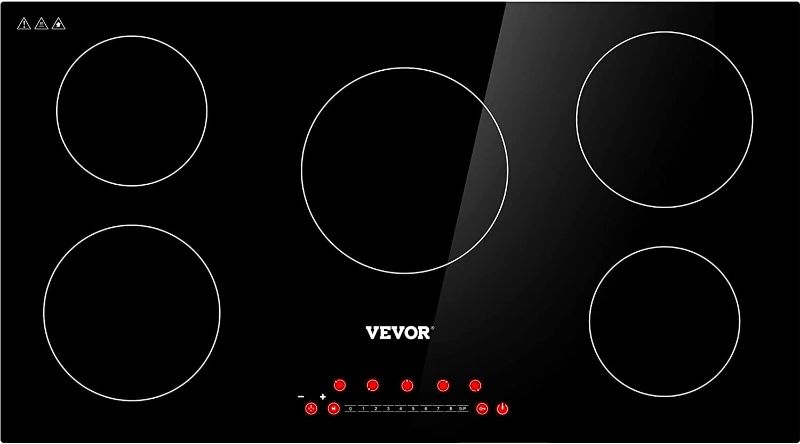 Photo 1 of VEVOR Built-in Induction Electric Stove Top 5 Burners,35 Inch Electric Cooktop,9 Power Levels & Sensor Touch Control,Easy to Clean Ceramic Glass Surface,Child Safety Lock,240V 35.4 x 20.5 x 3.3 inches

