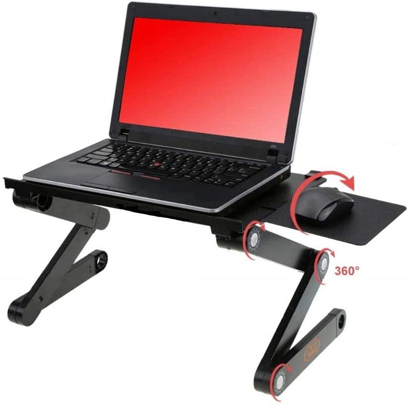 Photo 1 of PORTABLE LAPTOP STAND - Computer Table by Desk York - in Bed & Sofa Tray – Adjustable For Couch or Recliner –2 Built In Cooling Fans – Mouse Pad & USB Cord-Devices Up To 17’’ – BLACK ?19.4 x 2.5 x 10.9 inches
