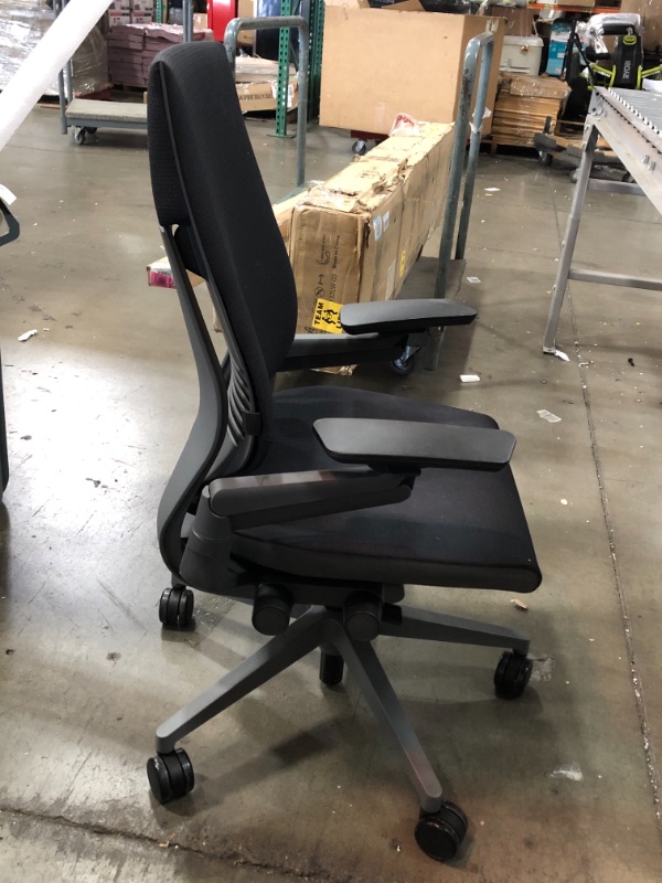 Photo 2 of COLOR VARIES FROM STOCK IMAGE//USED: Steelcase Gesture Office Chair - Cogent: Connect Licorice Fabric, Low Seat Height, Shell Back, Light on Light Frame, Polished Aluminum Base Black
