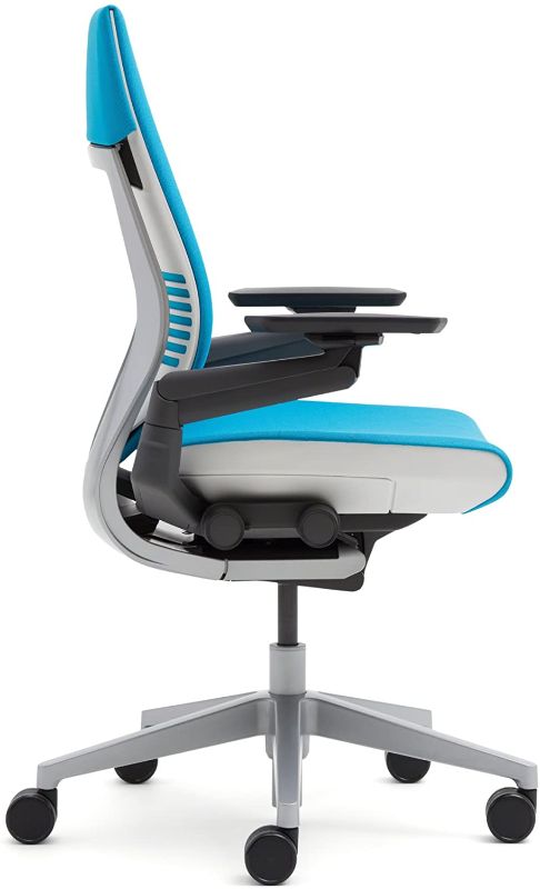 Photo 1 of COLOR VARIES FROM STOCK IMAGE//USED: Steelcase Gesture Office Chair - Cogent: Connect Licorice Fabric, Low Seat Height, Shell Back, Light on Light Frame, Polished Aluminum Base Black
