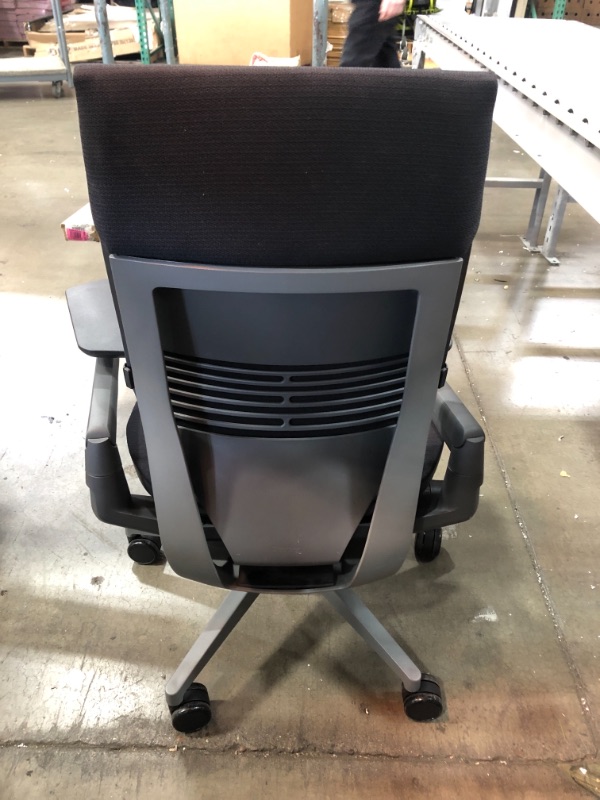 Photo 4 of COLOR VARIES FROM STOCK IMAGE//USED: Steelcase Gesture Office Chair - Cogent: Connect Licorice Fabric, Low Seat Height, Shell Back, Light on Light Frame, Polished Aluminum Base Black
