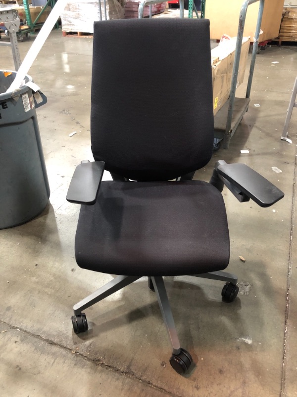 Photo 3 of COLOR VARIES FROM STOCK IMAGE//USED: Steelcase Gesture Office Chair - Cogent: Connect Licorice Fabric, Low Seat Height, Shell Back, Light on Light Frame, Polished Aluminum Base Black
