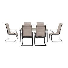 Photo 1 of 
INCOMPLETE//USED: Hampton Bay
Glenridge Falls 7-Piece Metal Outdoor Dining Set with Wood Finish Table and Rocking Sling Chairs in Putty 
This is box 2 of 2, box 1 is needed to complete set! This is the table only!