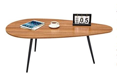 Photo 1 of ***BRAND NEW*** Saygoer Morden Coffee Table Irregular Living Room Table Drop Shape Accent Table Contemporary Style Leisure Tea Table Cocktail Table, 45Inch, Walnut Oak
