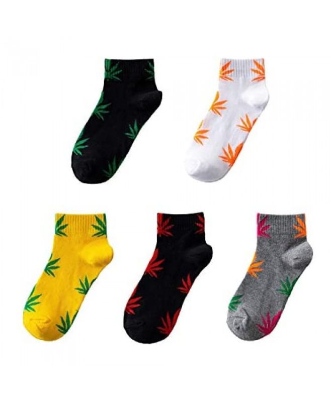 Photo 1 of 5 Pairs Unisex Weed Leaf Boat Warm Cotton Socks, various colors (US 5-10.5)
