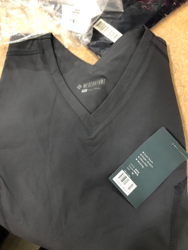 Photo 1 of Med Couture Peaches Womens V Neck Scrub Top, Medium , Gray
