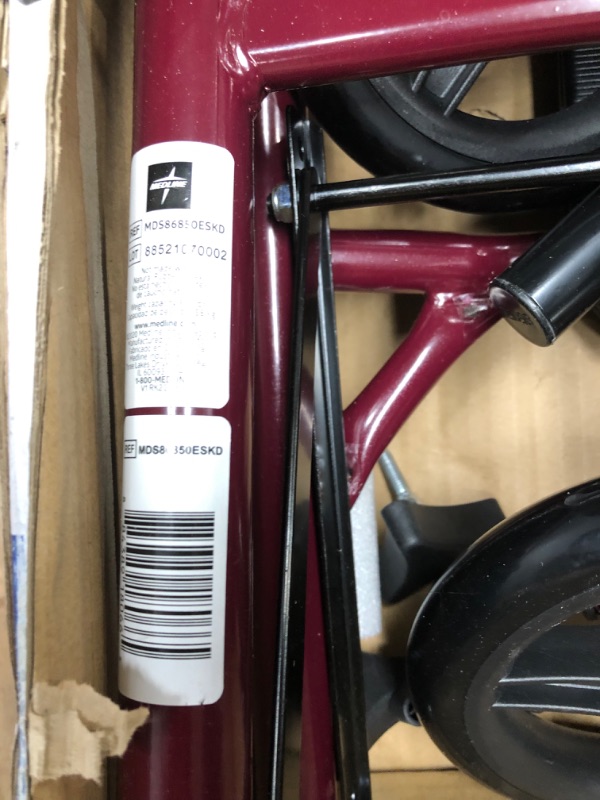 Photo 2 of Medline Steel Rollator Walker Burgundy 350 lbs Capacity