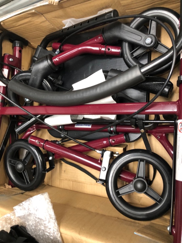 Photo 3 of Medline Steel Rollator Walker Burgundy 350 lbs Capacity