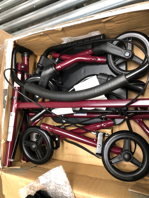 Photo 4 of Medline Steel Rollator Walker Burgundy 350 lbs Capacity