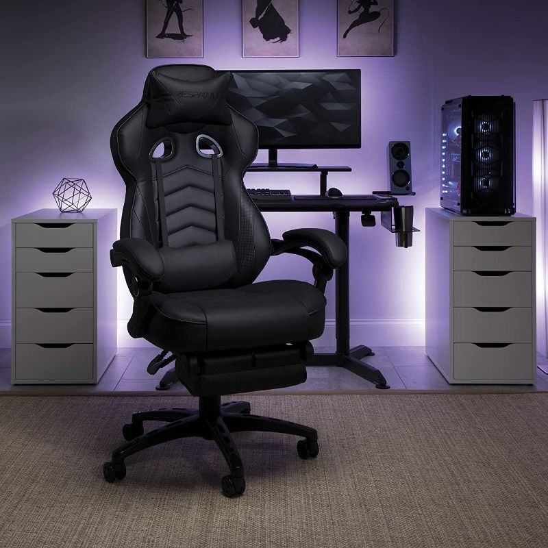 Photo 1 of **HARDWARE INCOMPLETE**
RESPAWN 110 Racing Style Gaming Chair, Reclining Ergonomic Chair with Footrest, in Black (RSP-110-BLK)
