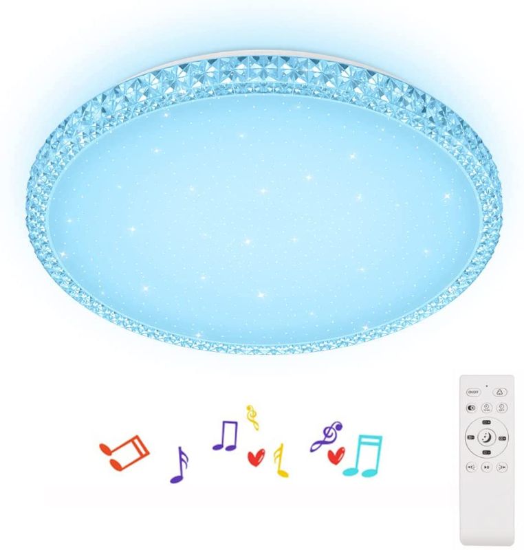 Photo 1 of **SIMILAR TO STOCK PHOTO**
Upgrade 15.7 inch 24W 2120LM LED Music Ceiling Light, Horevo Imitating Crystal Border with Bluetooth Speaker and Remote Control for Kids Room Bedroom, Dimmable 2800-6500K for Children's Room
