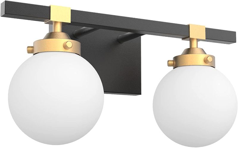 Photo 1 of **GLASS DOMES NOT INCLUDED**
Tipace 2 Lights Mid Century Modern Bathroom Vanity Light Fixtures Over Mirror,Black/Golden Vanity Lights with Milk White Glass Globe for Bathroom(Exclude Bulb)
