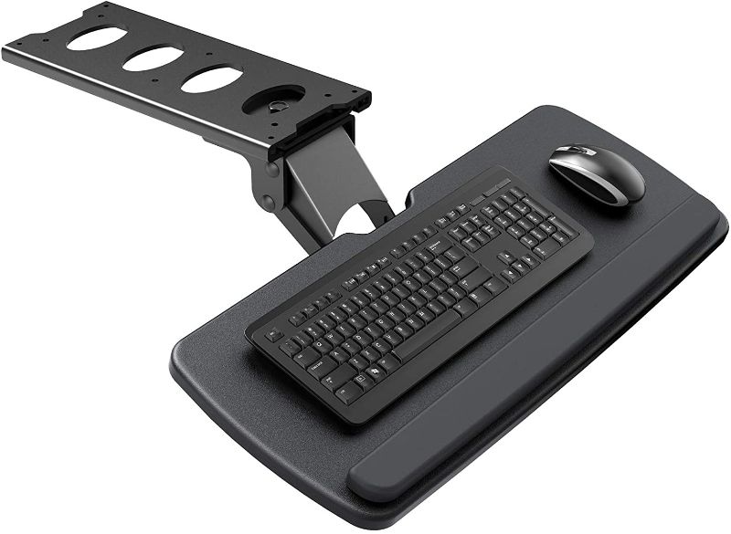 Photo 1 of HUANUO Keyboard Tray Under Desk?360 Adjustable Ergonomic Sliding Keyboard & Mouse Tray, 25" W x 9.8" D, Black
