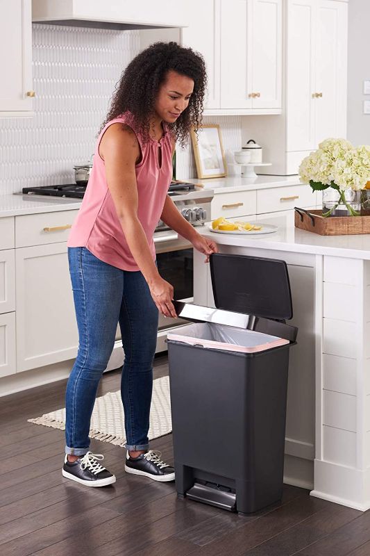 Photo 1 of Rubbermaid Premier Series III Step-On Trash Can for Home and Kitchen, with Stainless Steel Rim, 13 Gallon, Charcoal
