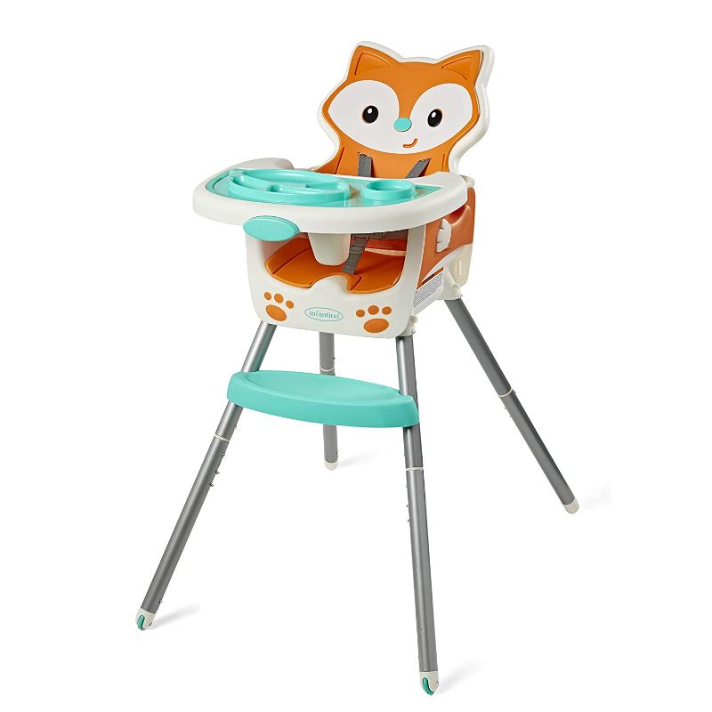 Photo 1 of Infantino 4-in-1 Highchair - Space-Saving, Multi-Stage Booster and Toddler Chair with Multi-use Meal mat and Dishwasher-Safe Tray, in a Fox-Themed Design
