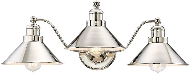 Photo 1 of *light bulbs NOT included*
Kira Home Welton 25.5" 3-Light Modern Farmhouse Bathroom Light, Vintage Vanity Barn Light, Polished Nickel Finish
