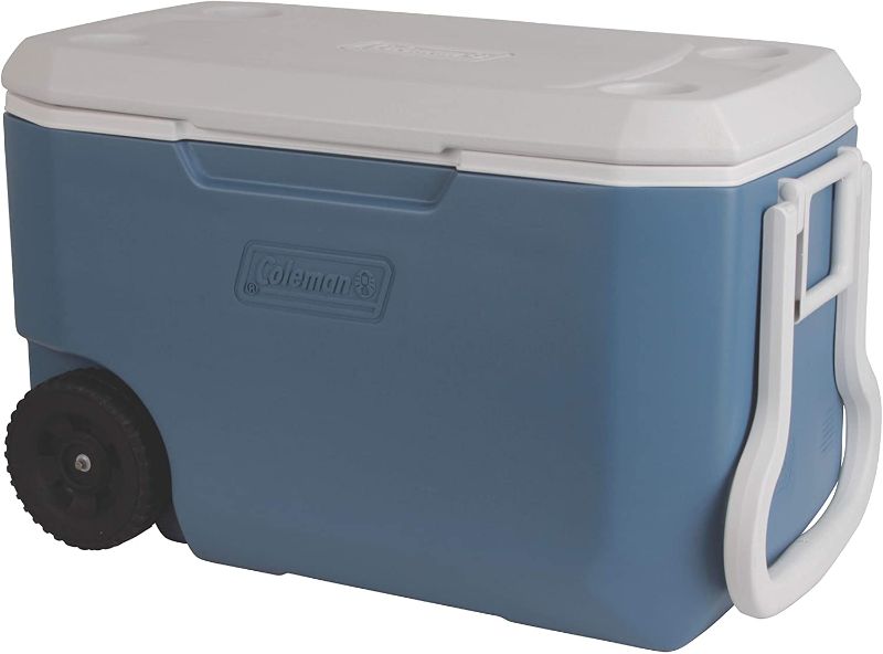 Photo 1 of *USED*
*MISSING screws, SEE last picture*
Coleman Rolling Cooler | 62 Quart Xtreme 5 Day Cooler with Wheels | Wheeled Hard Cooler Keeps Ice Up to 5 Days, Blue
